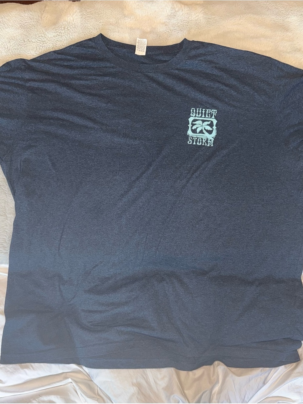 Pacifica Men's Dark Blue Tee with Light Blue Chest Graphic